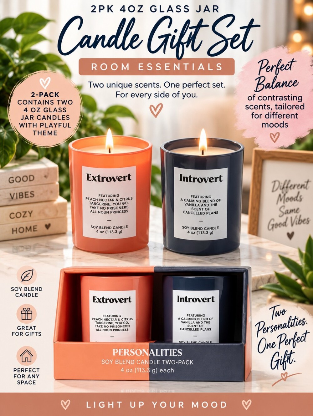 Introvert and Extrovert Jar Candle Gift Set - Room Essentials